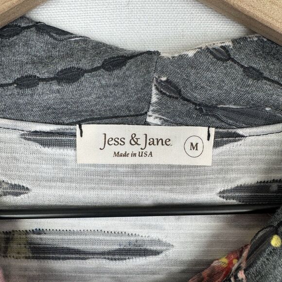 Jess & Jane Top Womens Medium Gray Cowl Neck Artsy Art To Wear Hippie Boho Tunic - Picture 13 of 16